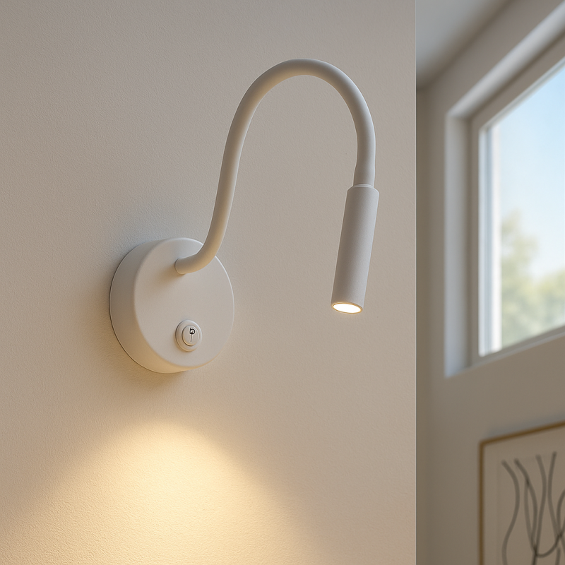 Nowoczesna lampa nocna biała, Fiona, z przełącznik Nowoczesna lampa nocna biała, Fiona, z przełącznik