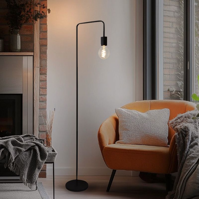 Nowoczesna lampa stojąca czarna, Carlos, z przełącznik