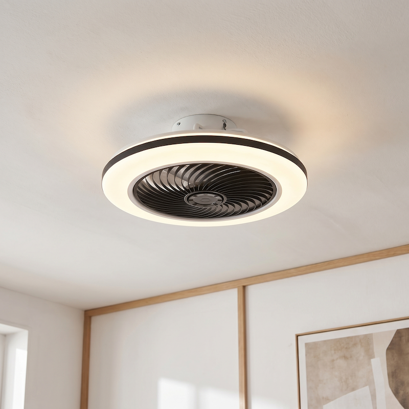 Nowoczesny wentylator sufitowy czarny, Hale, 40W, 3000K LED, z pilot Nowoczesny wentylator sufitowy czarny, Hale, 40W, 3000K LED, z pilot