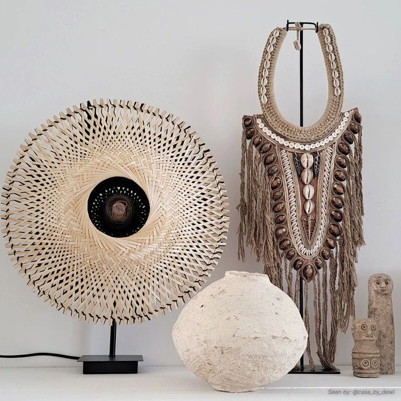 Rattanowa lampa stołowa brązowa, Cordoba, z przełącznik