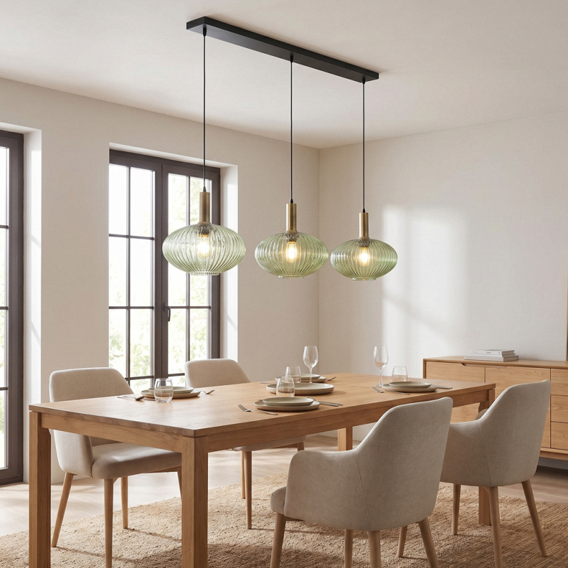 Retro lampa wisząca zielona, Charlois Retro lampa wisząca zielona, Charlois
