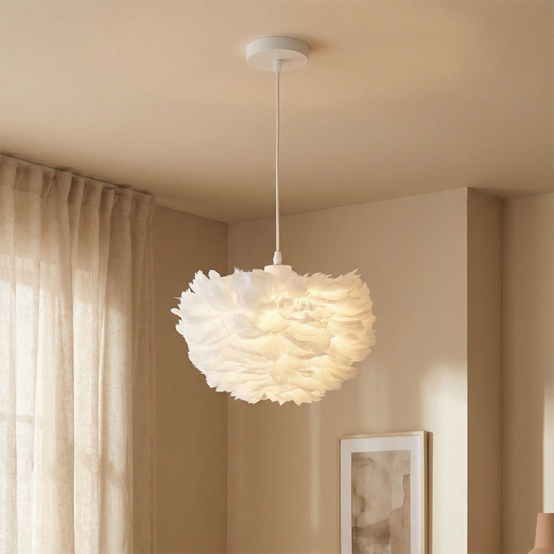 Tkanina lampa wisząca biała, Suzie Tkanina lampa wisząca biała, Suzie
