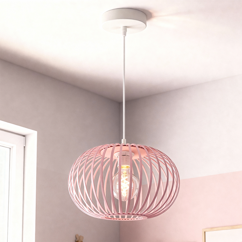 Industrialna lampa wisząca dla dzieci różowa, Lieve