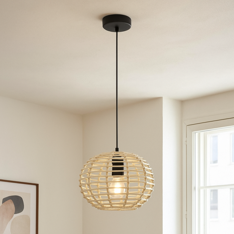 Rattanowa lampa wisząca brązowa, Roza Rattanowa lampa wisząca brązowa, Roza