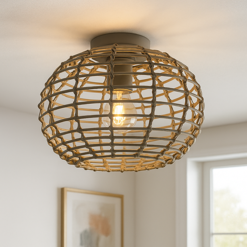 Rattanowa lampa sufitowa szara, Roza Rattanowa lampa sufitowa szara, Roza