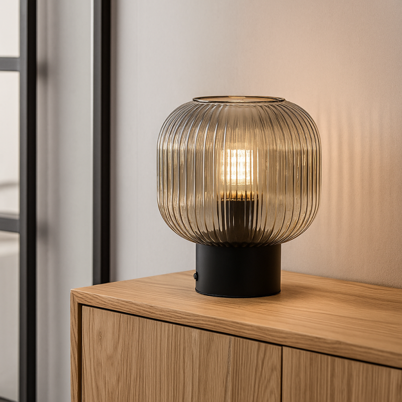 Retro lampa stołowa szara, Charlois, z przełącznik Retro lampa stołowa szara, Charlois, z przełącznik