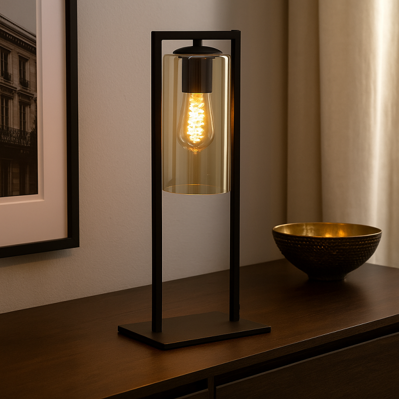 Industrialna lampa stołowa czarna, Tonia, z przełącznik Industrialna lampa stołowa czarna, Tonia, z przełącznik