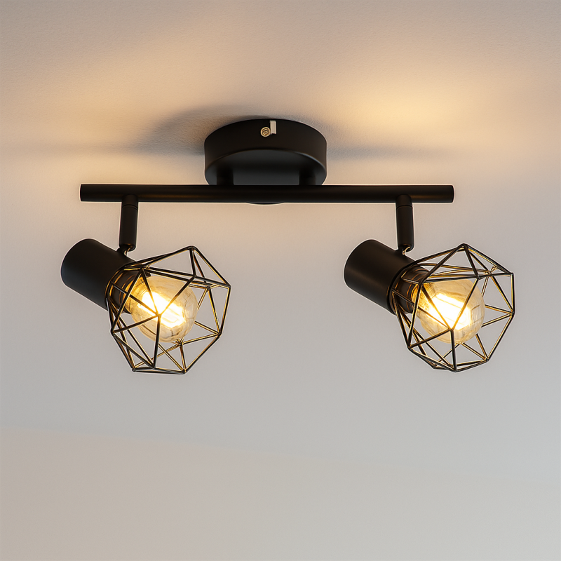 Industrialny spot sufitowy czarny, Jaylano