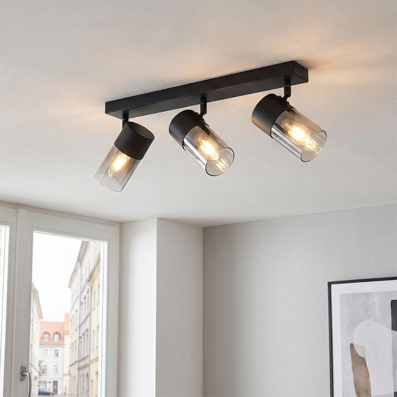 Nowoczesny spot sufitowy czarny, Huy