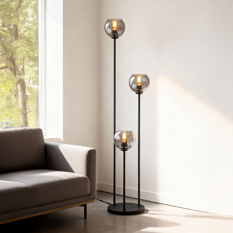 Design lampa stojąca szara, Giada, z przełącznik Design lampa stojąca szara, Giada, z przełącznik