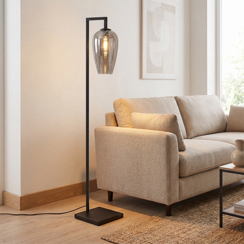 Design lampa stojąca szara, Andy, z przełącznik Design lampa stojąca szara, Andy, z przełącznik