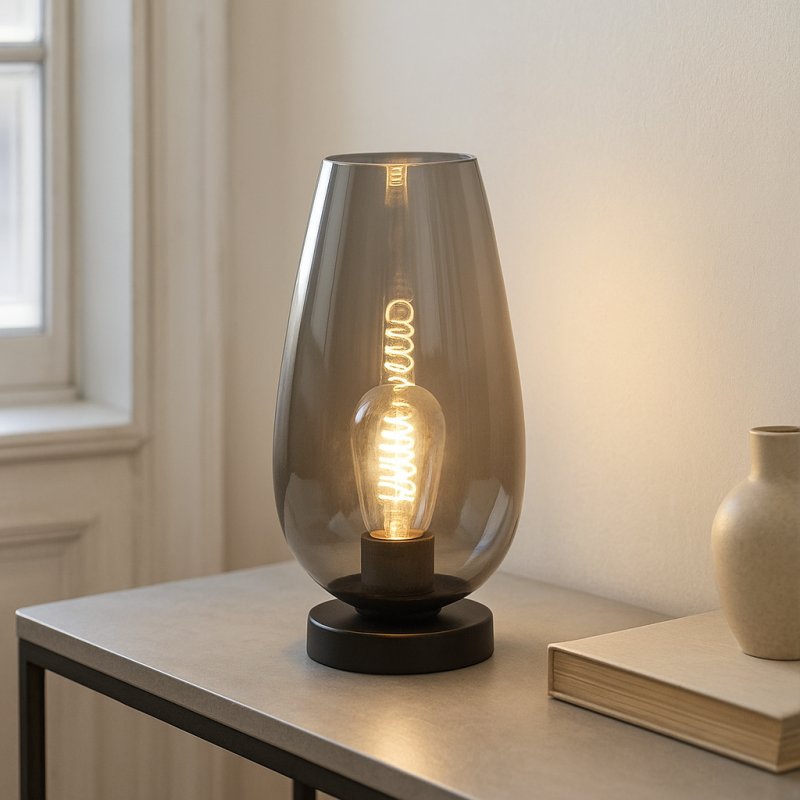 Design lampa stołowa szara, Andy, z przełącznik Design lampa stołowa szara, Andy, z przełącznik