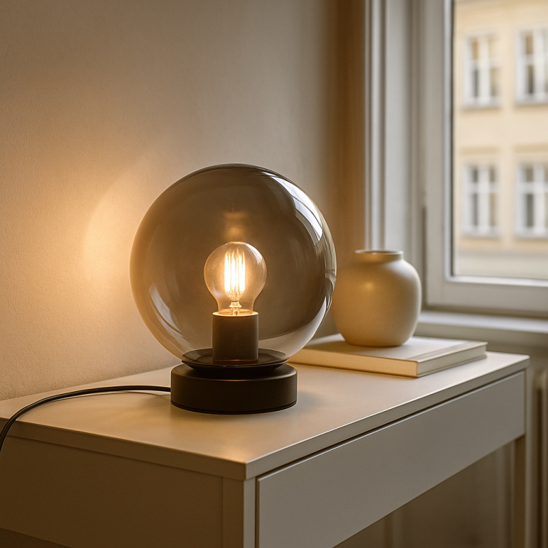 Nowoczesna lampa stołowa szara, Dolf, z przełącznik