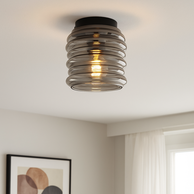 Szklana lampa sufitowa szara, Karen Szklana lampa sufitowa szara, Karen