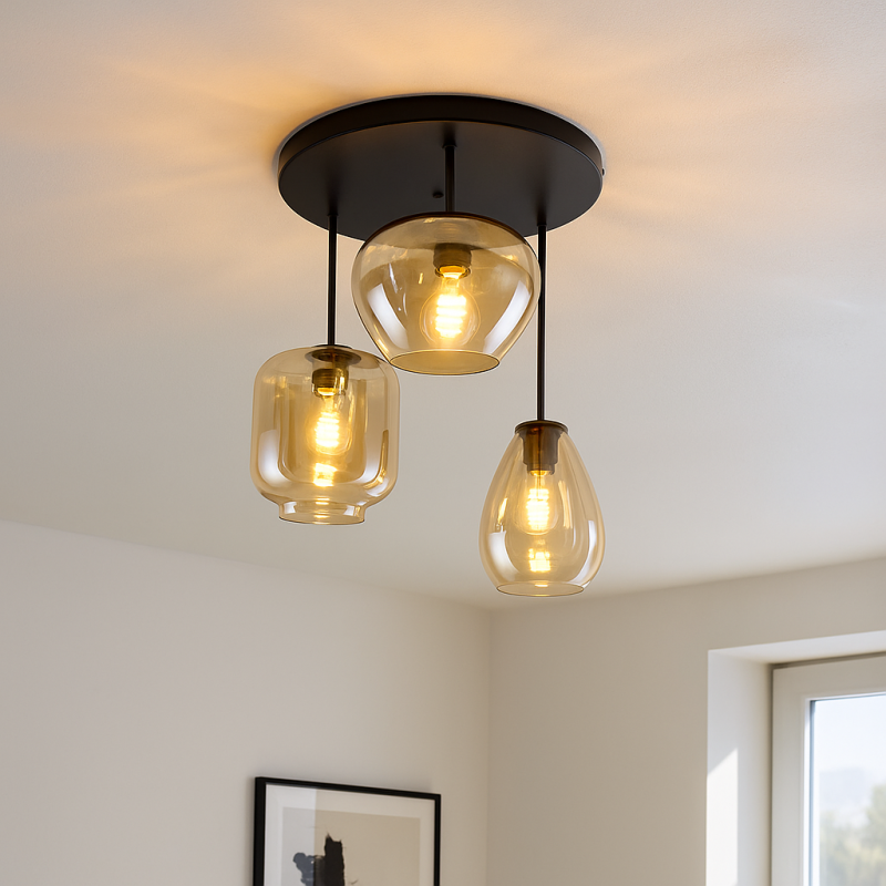 Nowoczesna lampa sufitowa bursztynowa, Caia Nowoczesna lampa sufitowa bursztynowa, Caia