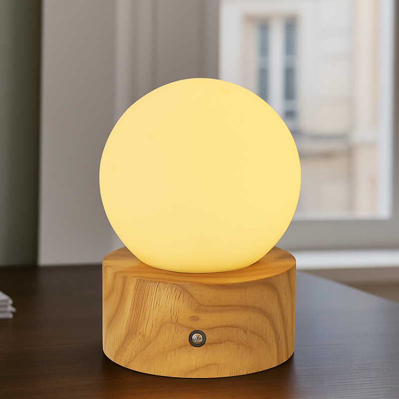 Drewniana lampa stołowa baza, Tiddo, 2W, dim to warm LED, z przełącznik Drewniana lampa stołowa baza, Tiddo, 2W, dim to warm LED, z przełącznik