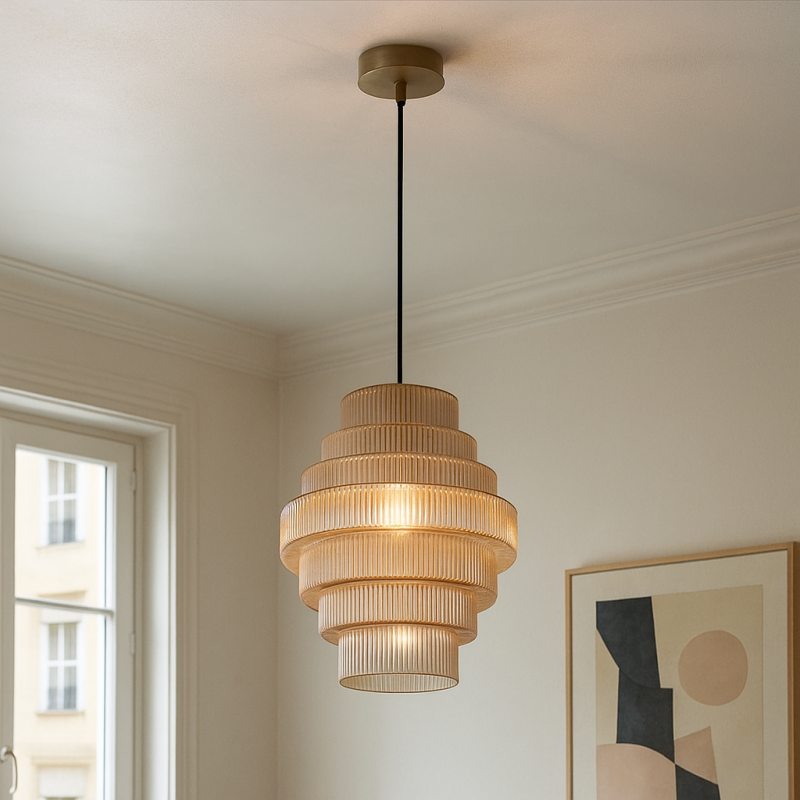 Retro lampa wisząca bursztynowa, Paris