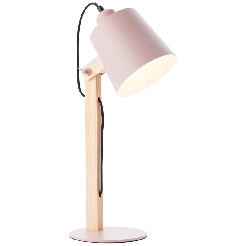 Drewniana lampa stołowa różowa, Dorina, z przełącznik Drewniana lampa stołowa różowa, Dorina, z przełącznik