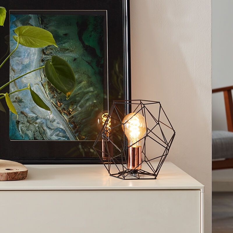 Industrialna lampa stołowa miedziana, Noelle, z przełącznik