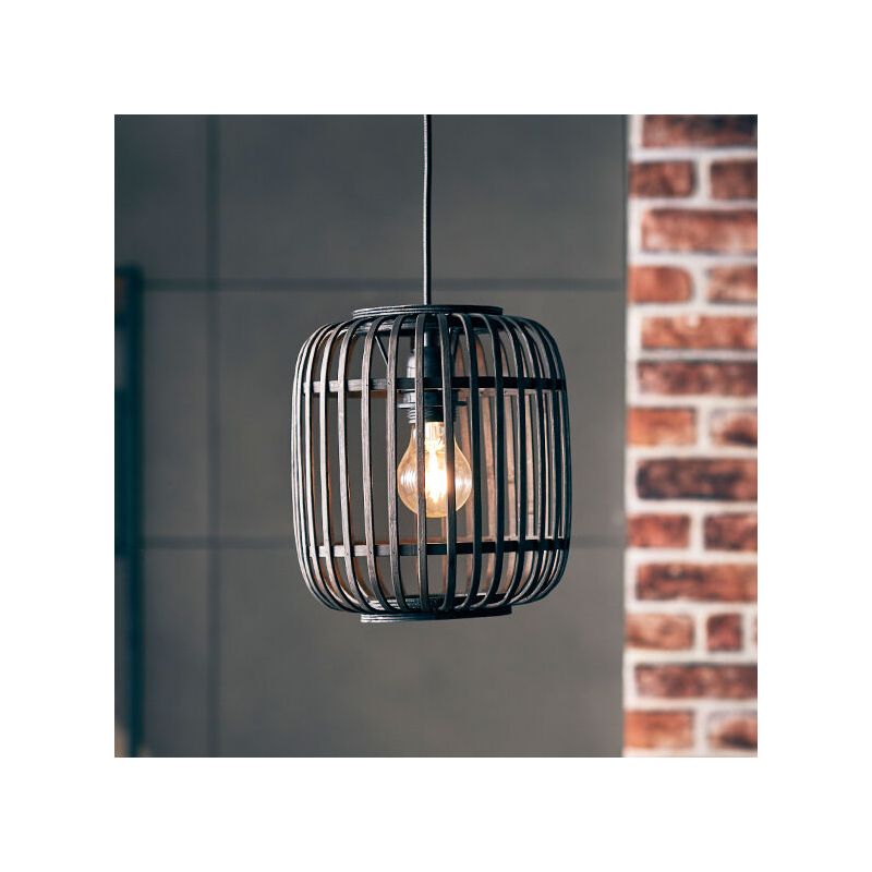 Drewniana lampa wisząca czarna, Brain