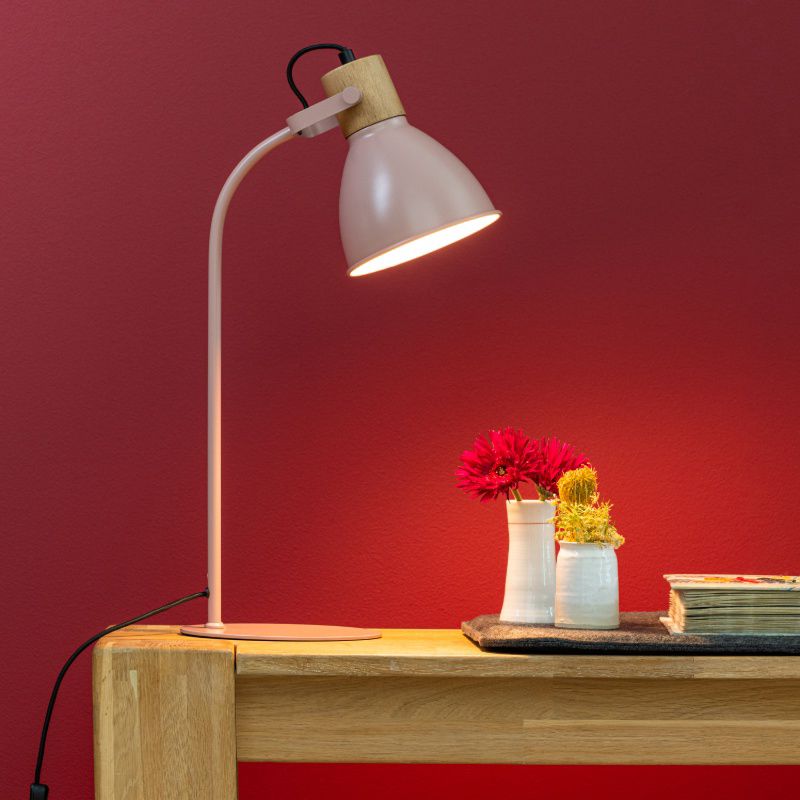 Rustykalna lampa stołowa różowa, Thalina, z przełącznik Rustykalna lampa stołowa różowa, Thalina, z przełącznik