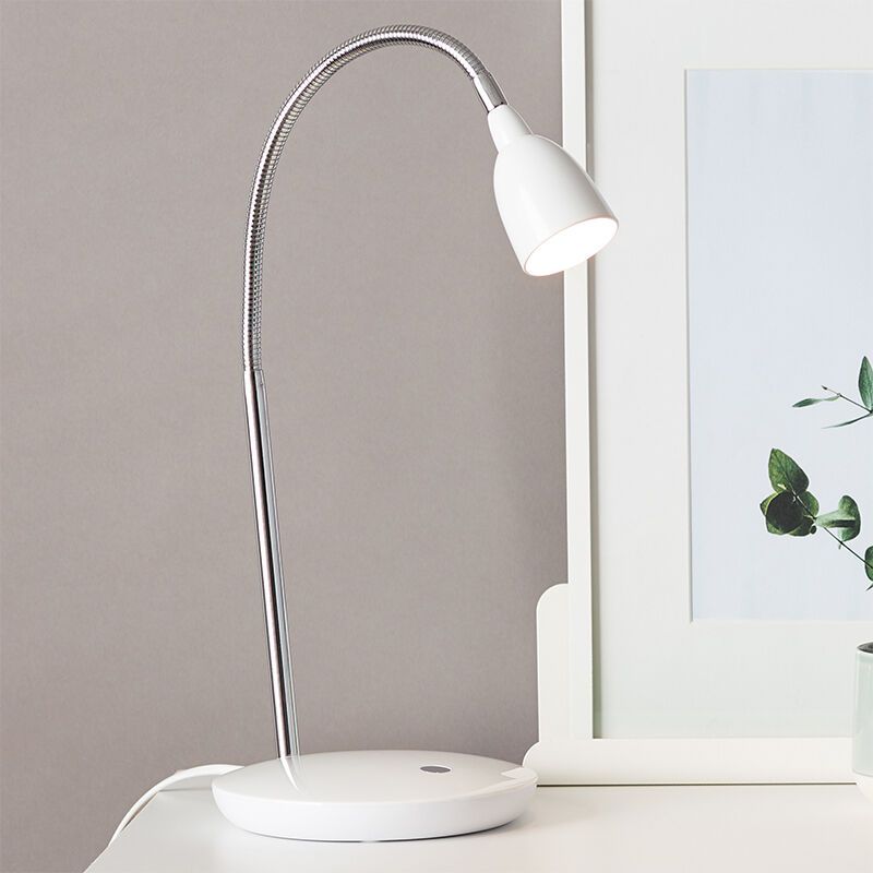 Plastikowa lampa biurkowa biała, Kit, 3W, 3000K LED, z przełącznik Plastikowa lampa biurkowa biała, Kit, 3W, 3000K LED, z przełącznik