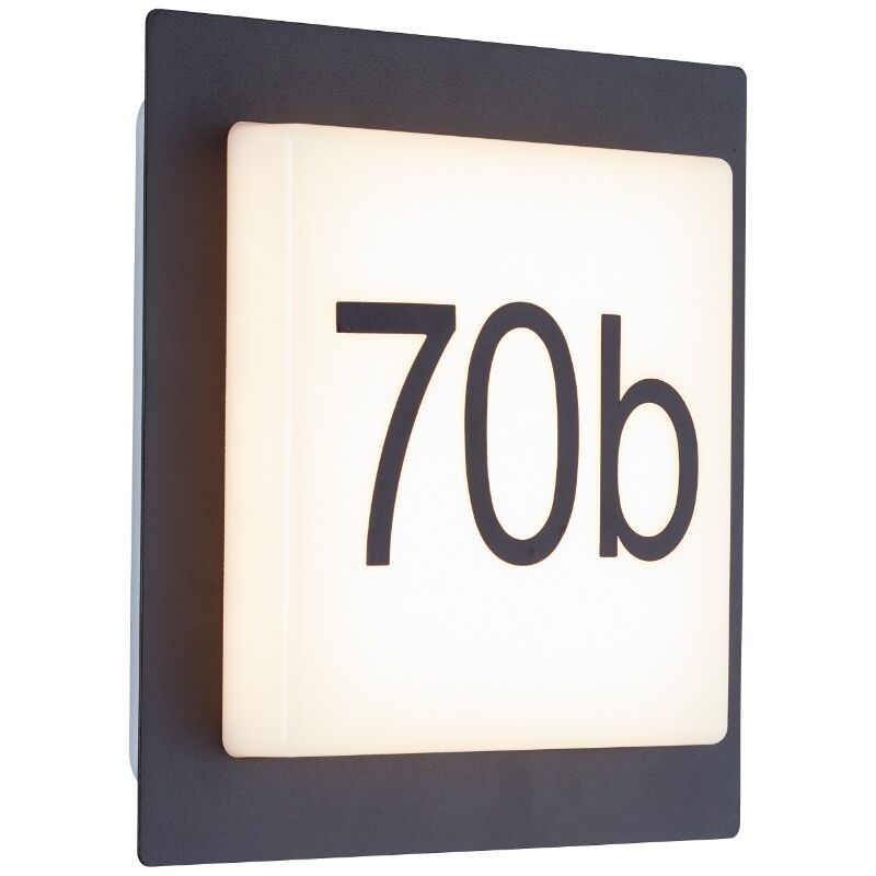 Aluminiowy numer domu podświetlany czarny, Nurcan, 9W, 3000K LED, IP44