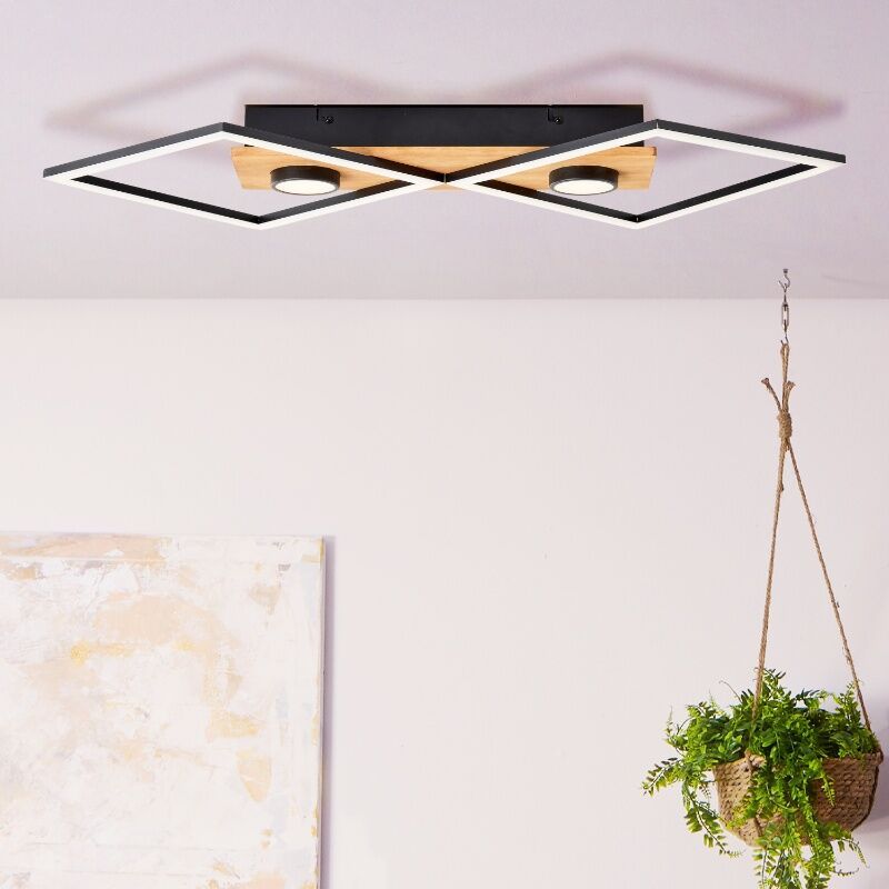 Drewniany plafon sufitowy czarny, Virginia, 32W, 3000K LED Drewniany plafon sufitowy czarny, Virginia, 32W, 3000K LED