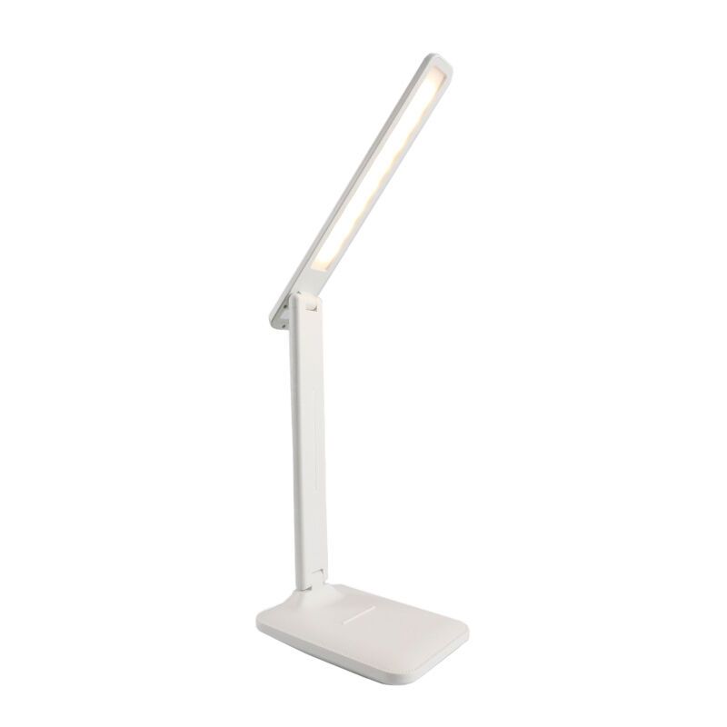 Plastikowa nowoczesna lampa biurkowa biała, Danila, 5W, regulowany kolor LED, z dotykowy ściemniacz