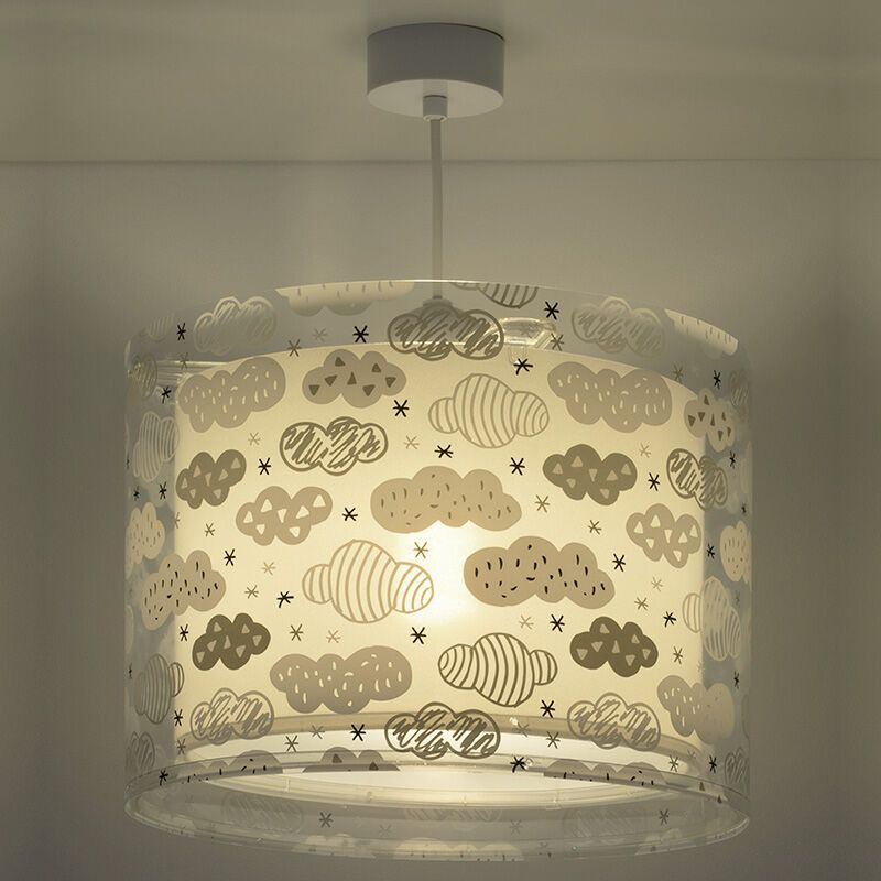 Szara lampa wisząca dla dzieci plastikowa, Clouds