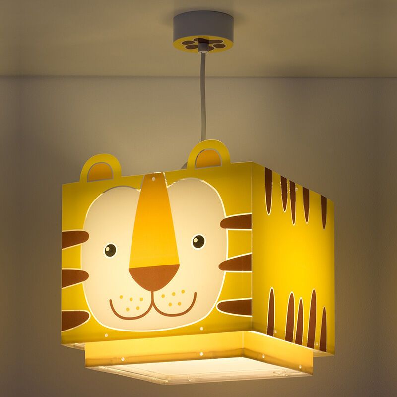 Żółta lampa wisząca dla dzieci plastikowa, Tygrys Żółta lampa wisząca dla dzieci plastikowa, Tygrys