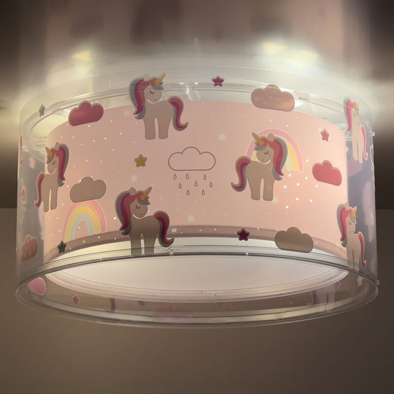 Różowa lampa sufitowa dla dzieci plastikowa, Unicorn Różowa lampa sufitowa dla dzieci plastikowa, Unicorn