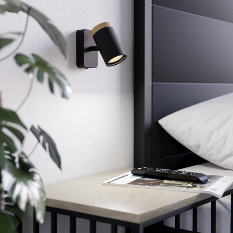 Stalowy nowoczesny reflektor ścienny czarny, Conradus, IP44