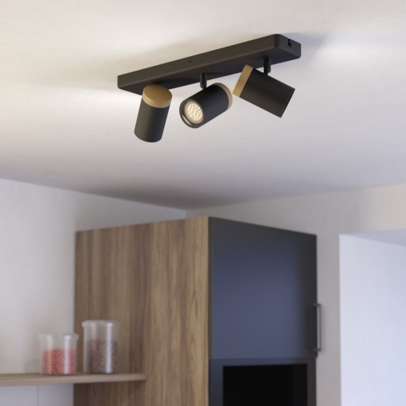 Stalowy nowoczesny reflektor ścienny czarny, Conradus, IP44 Stalowy nowoczesny reflektor ścienny czarny, Conradus, IP44