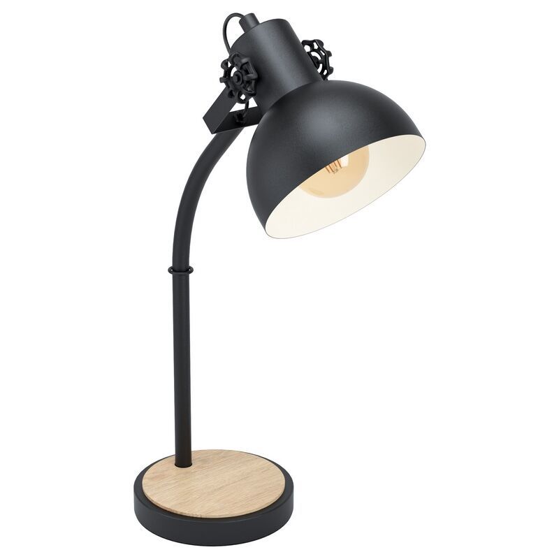 Drewniana lampa stołowa brązowa, Elmira, z przełącznik