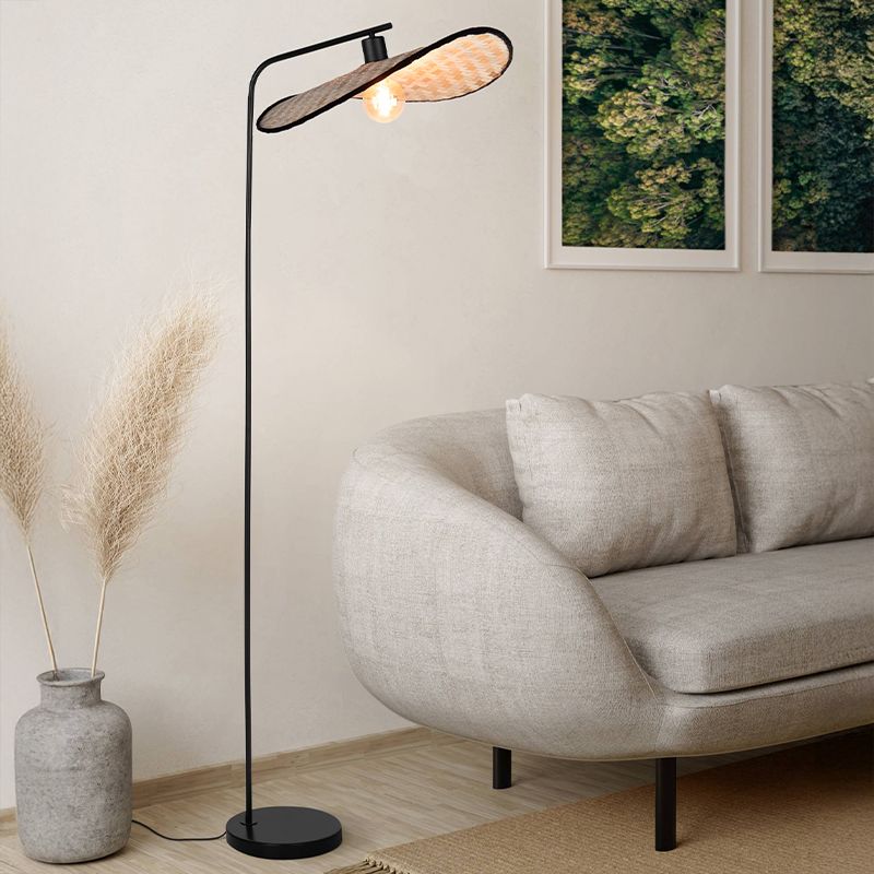 Drewniana rustykalna lampa stojąca brązowa, Jillah, z przełącznik Drewniana rustykalna lampa stojąca brązowa, Jillah, z przełącznik