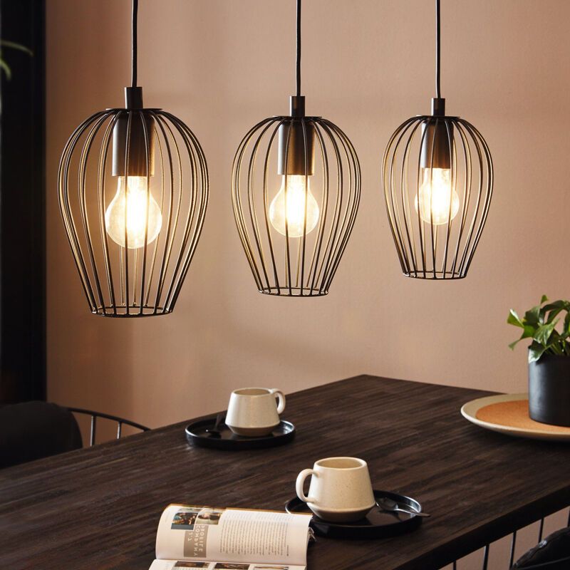 Metalowa industrialna lampa wisząca czarna, Kitana