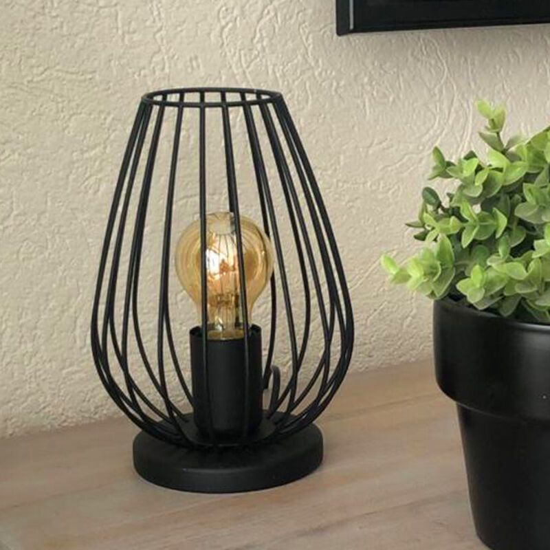 Metalowa nowoczesna lampa stołowa czarna, Kitana, z przełącznik