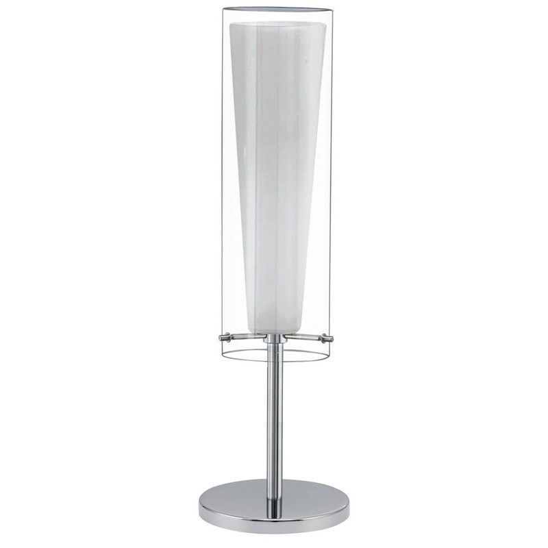 Szklana design lampa stołowa chromowana, Barceno, z przełącznik Szklana design lampa stołowa chromowana, Barceno, z przełącznik