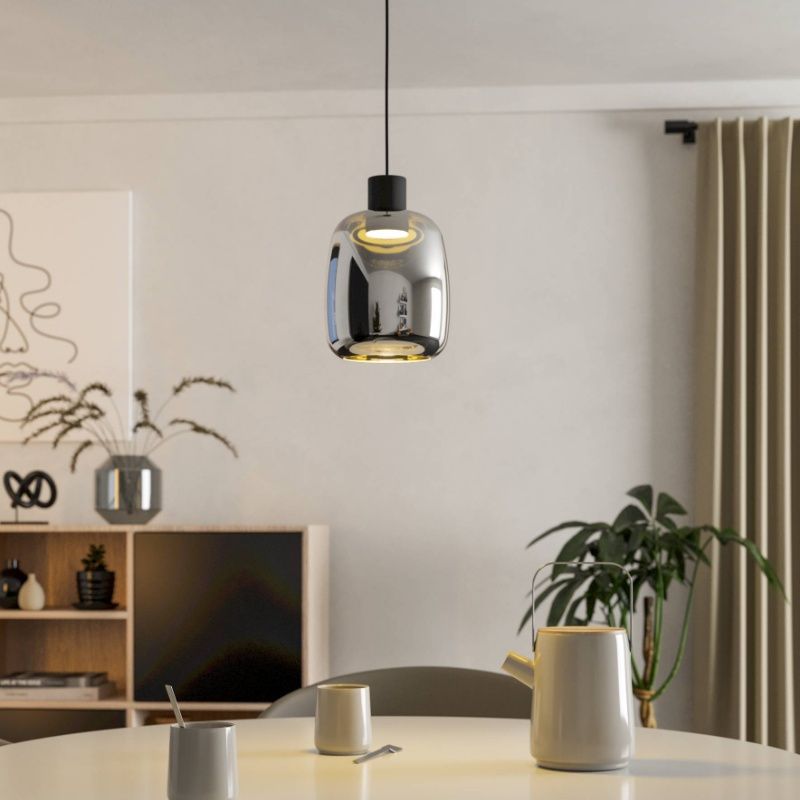 Szklana nowoczesna inteligentna lampa wisząca czarna, Tamika, 3,7W, RGBW LED Szklana nowoczesna inteligentna lampa wisząca czarna, Tamika, 3,7W, RGBW LED