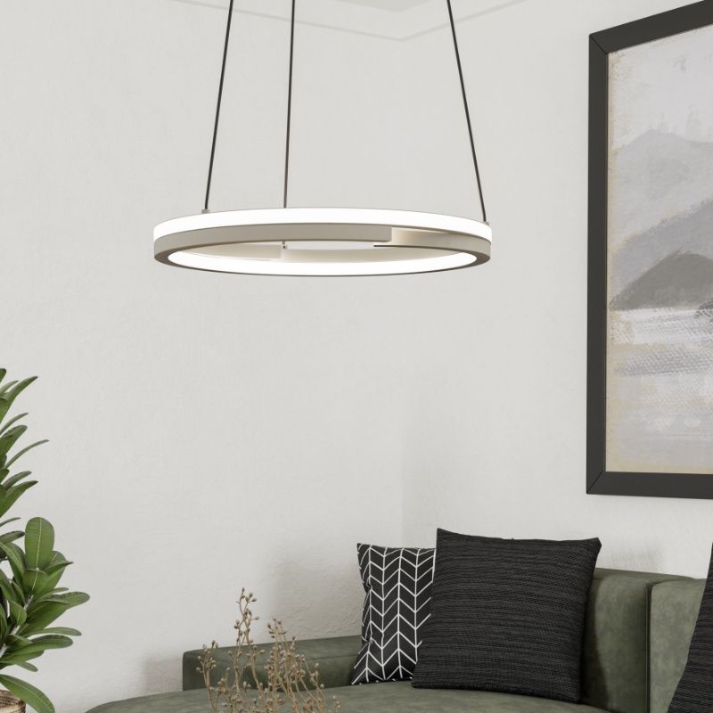 Plastikowa nowoczesna lampa wisząca biała, Madhvi, 20W, regulowana ciepła do zimnej bieli LED, z pilot Plastikowa nowoczesna lampa wisząca biała, Madhvi, 20W, regulowana ciepła do zimnej bieli LED, z pilot