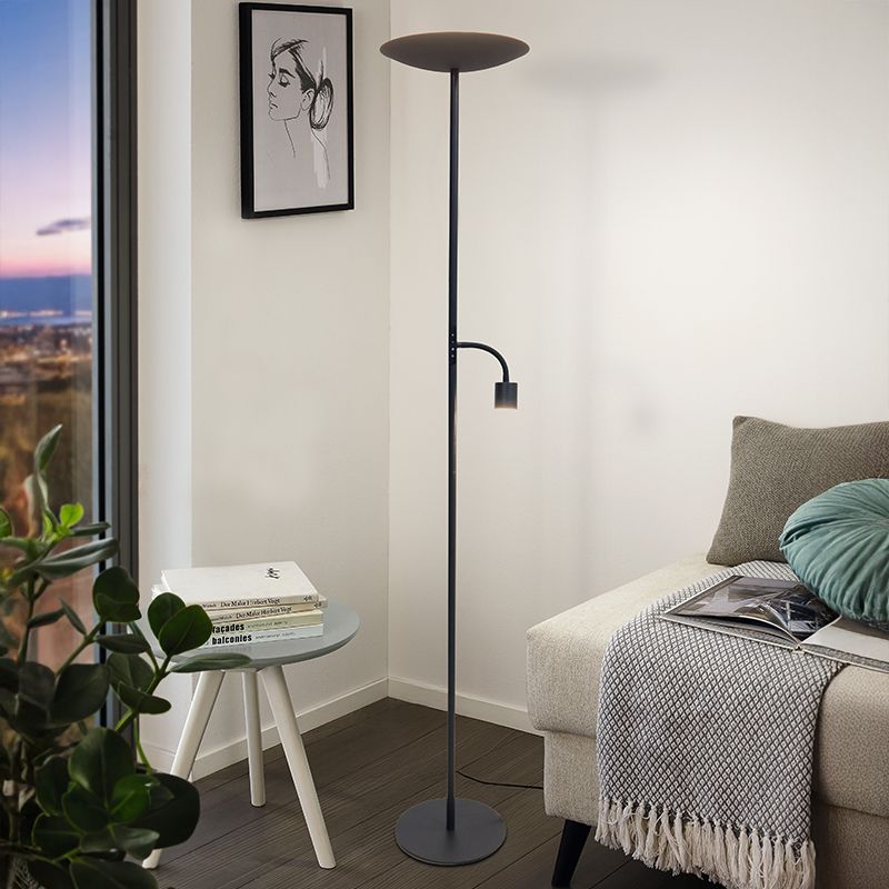 Stalowa nowoczesna lampa stojąca czarna, Crijn, 26,5W, 2700K LED, z dotykowy ściemniacz