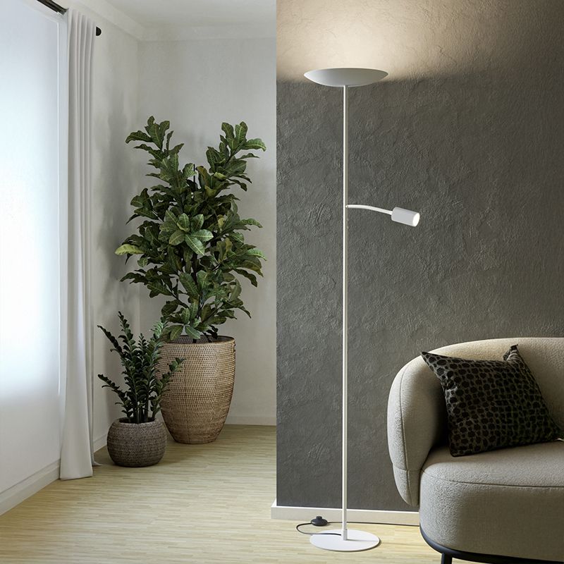 Stalowa nowoczesna lampa stojąca biała, Crijn, 26,5W, 2700K LED, z dotykowy ściemniacz Stalowa nowoczesna lampa stojąca biała, Crijn, 26,5W, 2700K LED, z dotykowy ściemniacz