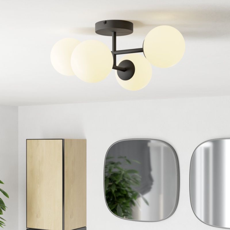 Stalowa nowoczesna lampa sufitowa czarna, Cornee, 4,2W, 2700K LED, IP44