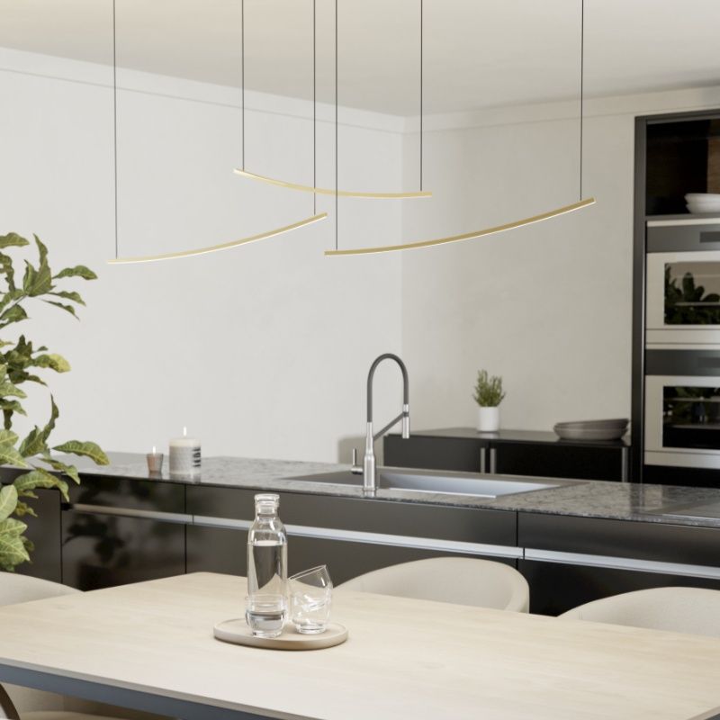 Plastikowa nowoczesna lampa wisząca mosiądz, Vilko, 22W, white switch LED