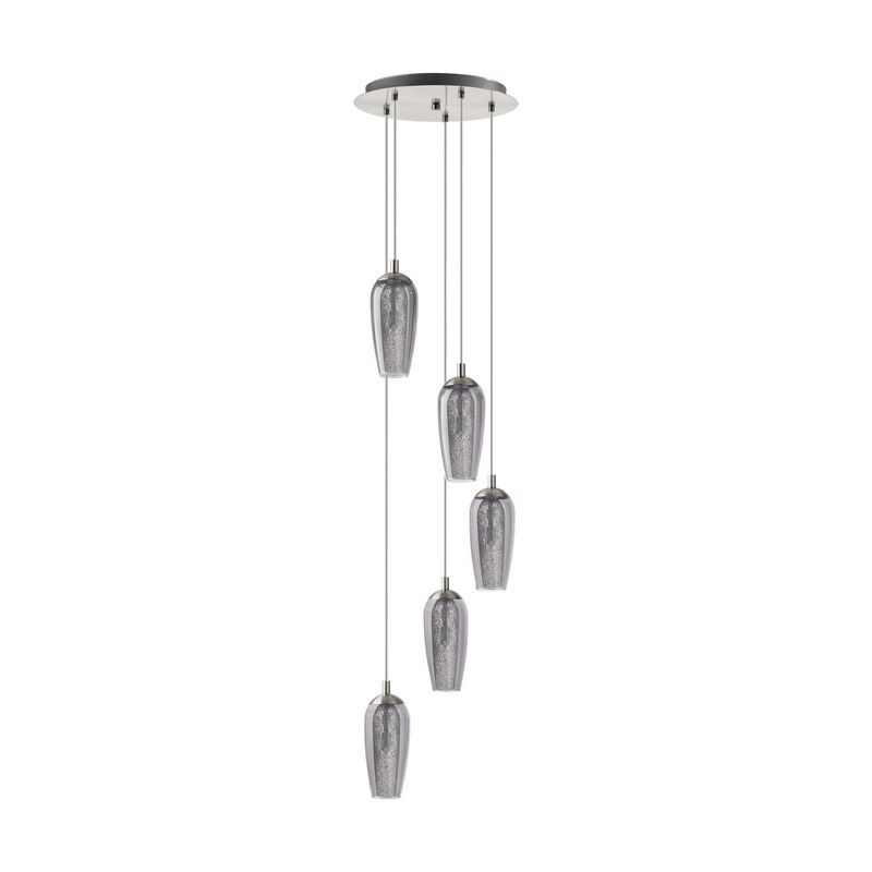 Szklana design lampa wisząca niklowa, Olcay Szklana design lampa wisząca niklowa, Olcay