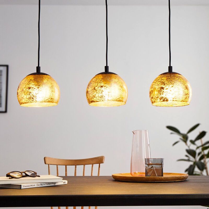 Szklana design lampa wisząca złota, Gaston