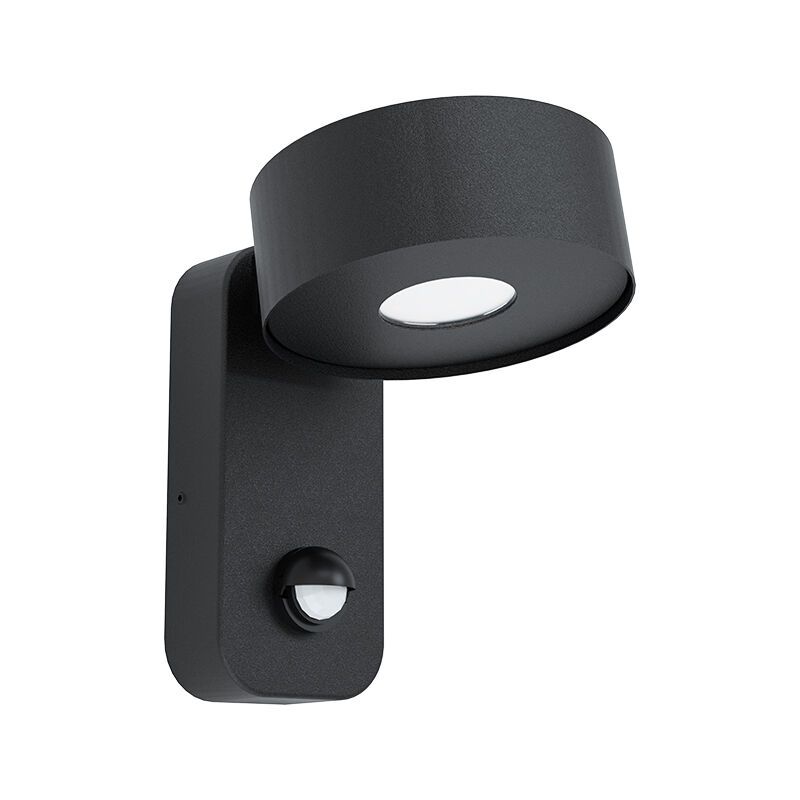 Stalowy nowoczesny kinkiet zewnętrzny z czujnikiem ruchu czarny, Liliana, 6W, 3000K LED, IP44