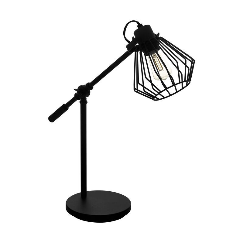 Stalowa industrialna lampa stołowa czarna, Valentijn, z przełącznik Stalowa industrialna lampa stołowa czarna, Valentijn, z przełącznik
