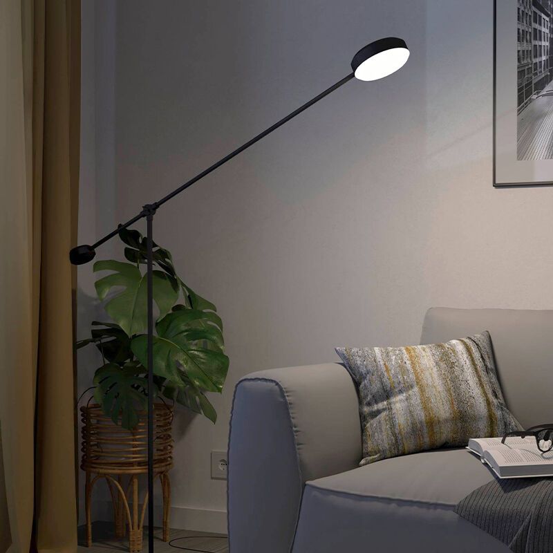 Aluminiowa nowoczesna lampa do czytania stojąca czarna, Thies, 24W, 3000K LED, ściemniana w 3 krokach